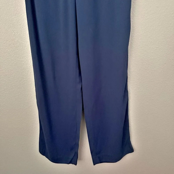 MASSIMO DUTTI | Wide-leg Trousers With Darts Pleats Navy Blue Viscose | Size 4 - Picture 4 of 8